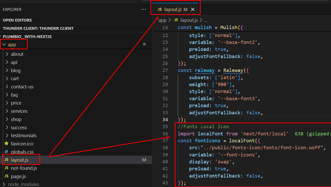 Initializing a font and add settings
